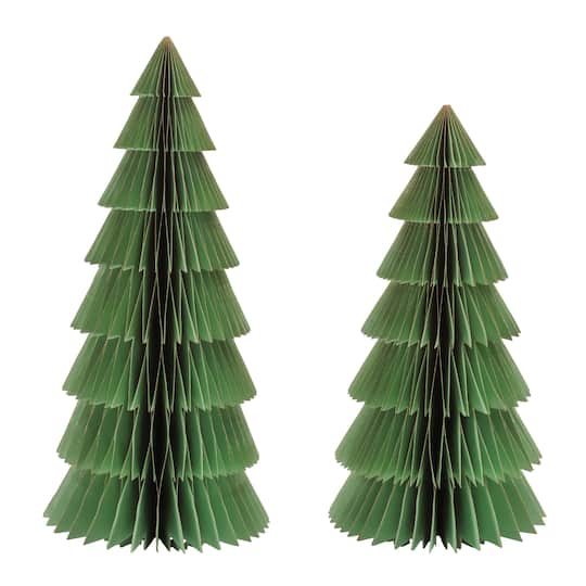 Melrose Green Layered Paper Tree Décor Set